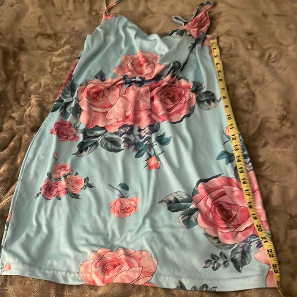Chic Floral Slip Dress with Pink and Blue
